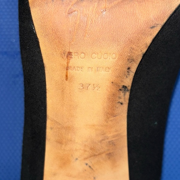 Vintage Giuseppe Zanotti Leather Peep Toe Mosaic Heels, Size 37.5 (US 7) - Picture 8 of 8